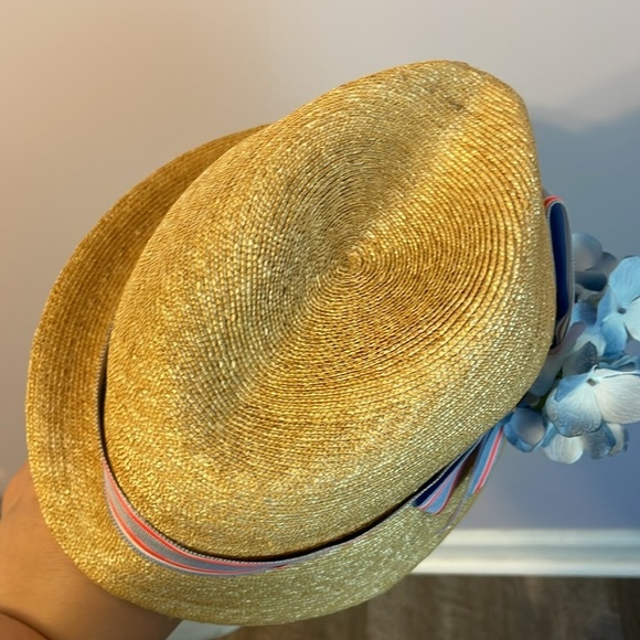 Jill Courtemanche Millinery NYC Straw Cloche Hat Flowers Ribbon Bow OS main image 6